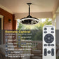 YANSUN 19.7 in. LED Outdoor Cage Ceiling Fan with Remote,Sand Black Downrod Mount Fandelier with 6 Speeds,3 CCT for Bar Foyer
