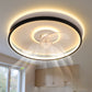 YANSUN 17.7 Inch Ceiling Fan with Light 3-Blade Black Flush Mount Fan with Remote Control 110V