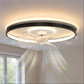 YANSUN 17.7 Inch Ceiling Fan with Light 3-Blade Black Flush Mount Fan with Remote Control 110V