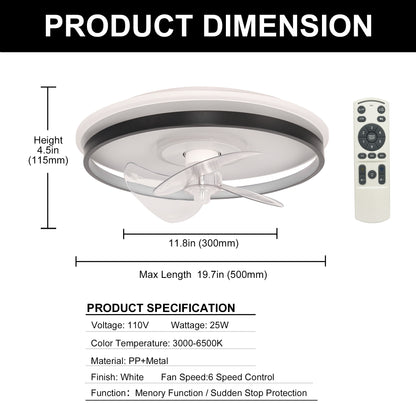 YANSUN 17.7 in 3-Blade PC Fan with Black Housing, 24V-25W DC Motor, 110V 60Hz