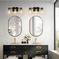 20 in. 3-Light Black and Gold Bathroom Vanity Light with Clear Glass Shades for Mirror and Vanity