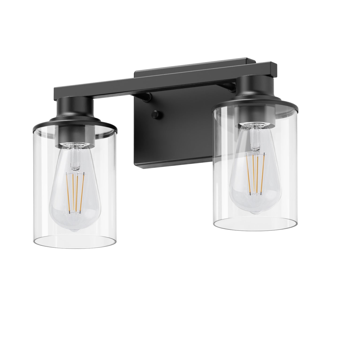 YANSUN 2-Light Black Vanity Light with Metal Frame E26 Bulb Not Included