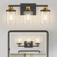 YANSUN 20 in. 3-Light Black and Gold Vanity Light with Clear Glass Shades for Bathroom or Bedroom Mirror