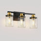 YANSUN 20 in. 3-Light Black and Gold Vanity Light with Clear Glass Shades for Bathroom or Bedroom Mirror