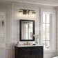 YANSUN 20 in. 3-Light Black and Gold Vanity Light with Clear Glass Shades for Bathroom or Bedroom Mirror