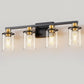 27 in. 4 Light Bathroom Vanity Light, Modern Black and Gold Bathroom Lights Fixtures Over Mirror with Clear Glass Shade