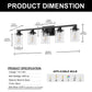 YANSUN 33 in. 5-Light Black Metal Vanity Light with Clear Glass Shade and No Bulbs Included