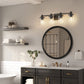 28 in. 4 Light Matte Black Industrial Modern Cylinder Vanity Light for Bathroom with Clear Glass Shades