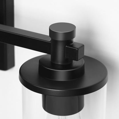 33 in. 5-Light Black Bathroom Vanity Light with Clear Glass Shades for Bathroom, Bedroom, or Hallway