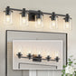 33 in. 5-Light Black Bathroom Vanity Light with Clear Glass Shades for Bathroom, Bedroom, or Hallway