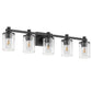 33 in. 5-Light Black Bathroom Vanity Light with Clear Glass Shades for Bathroom, Bedroom, or Hallway