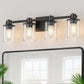 22 in. 4 Light Bathroom Vanity Light, Matte Black Fixtures with Clear Glass Shade, Modern Bathroom Lights Over Mirror