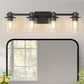 22 in. 4 Light Bathroom Vanity Light, Matte Black Fixtures with Clear Glass Shade, Modern Bathroom Lights Over Mirror