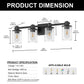 22 in. 4 Light Bathroom Vanity Light, Matte Black Fixtures with Clear Glass Shade, Modern Bathroom Lights Over Mirror