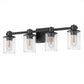 22 in. 4 Light Bathroom Vanity Light, Matte Black Fixtures with Clear Glass Shade, Modern Bathroom Lights Over Mirror