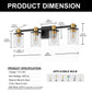 26 in. 4-Light Black Gold Bathroom Vanity Light Fixture, Clear Glass Shade Wall Sconce for Bathroom, Mirror, or Hallway