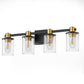 26 in. 4-Light Black Gold Bathroom Vanity Light Fixture, Clear Glass Shade Wall Sconce for Bathroom, Mirror, or Hallway