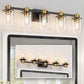 32 in. 5-Light Black Gold Bathroom Vanity Light Fixture, Clear Glass Shade Wall Sconce for Bathroom, Mirror, or Hallway