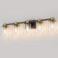 32 in. 5-Light Black Gold Bathroom Vanity Light Fixture, Clear Glass Shade Wall Sconce for Bathroom, Mirror, or Hallway