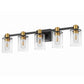 32 in. 5-Light Black Gold Bathroom Vanity Light Fixture, Clear Glass Shade Wall Sconce for Bathroom, Mirror, or Hallway