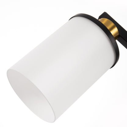 YANSUN 19.69 in. 3-Light Black and Gold Bathroom Vanity Light with Frosted Straight Glass Shade for Bathroom Dressing Room