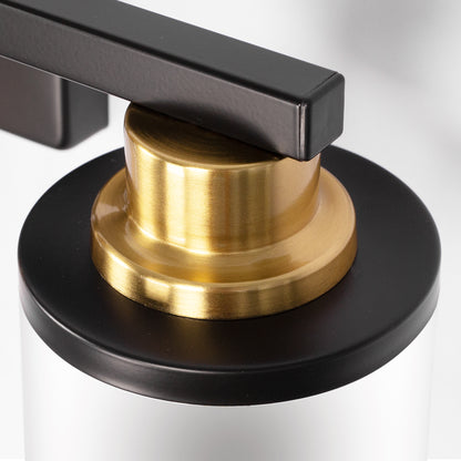 YANSUN 19.69 in. 3-Light Black and Gold Bathroom Vanity Light with Frosted Straight Glass Shade for Bathroom Dressing Room