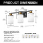 YANSUN 19.69 in. 3-Light Black and Gold Bathroom Vanity Light with Frosted Straight Glass Shade for Bathroom Dressing Room