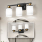 YANSUN 19.69 in. 3-Light Black and Gold Bathroom Vanity Light with Frosted Straight Glass Shade for Bathroom Dressing Room