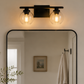YANSUN 2-Light Bathroom Vanity Light Matte Black Wall Sconce with Open Globe Glass Shades E26 Modern Mirror Light Fixture
