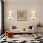 YANSUNSet of 2 Nickel Fabric Wall Sconces with RGBCW Remote Control Dimmable Indoor Wall Lights for Bedroom Living Room