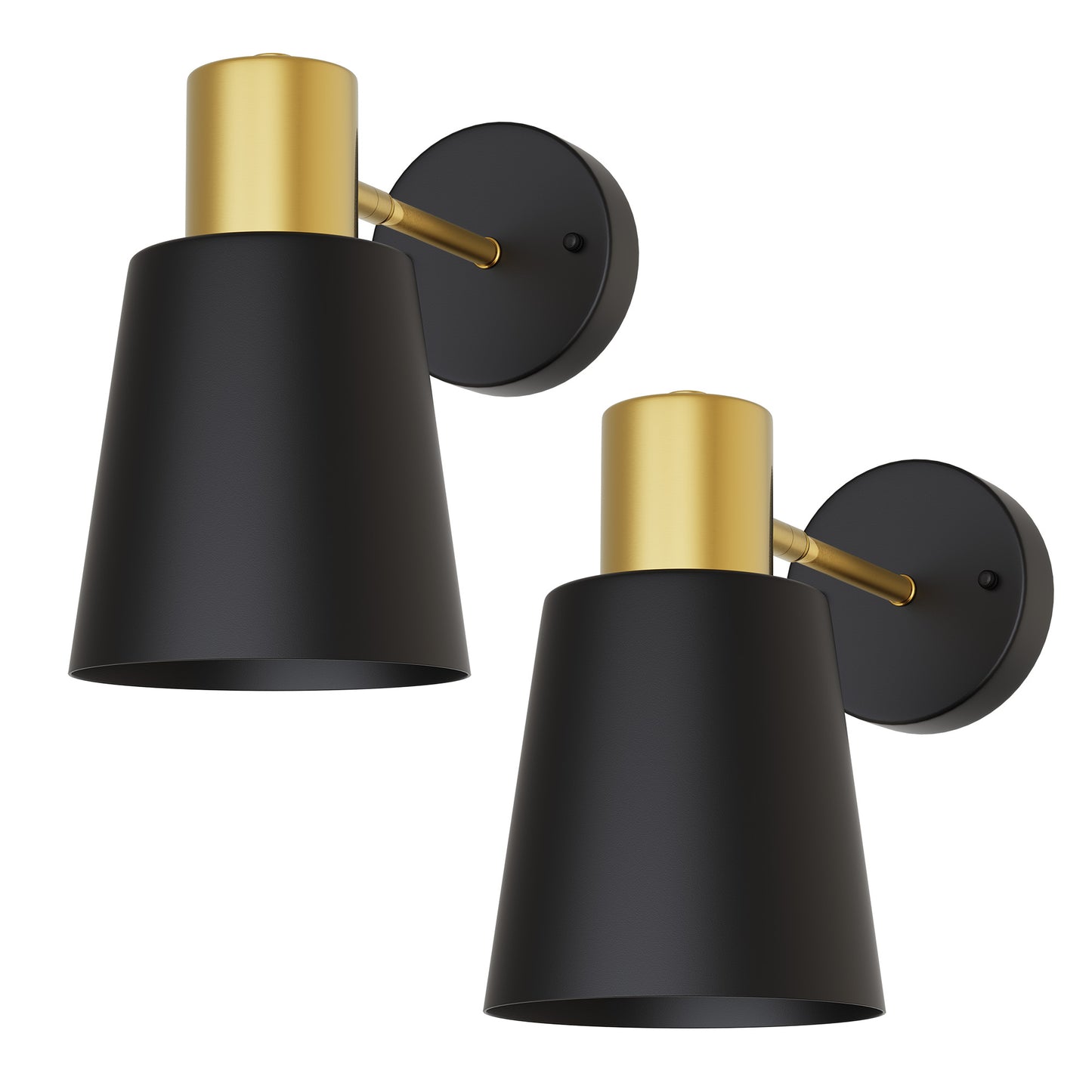 YANSUN 8 in. 1-Light Black and Gold LED Wireless Wall Sconces Dimmable with Remote Control for Living Room or Hallway (2-Pack)
