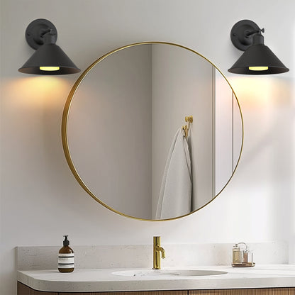 9 in. 2-Pack Black Wireless Wall Sconces, Dimmable LED Wall Lights with Remote Control for Bathroom