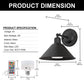 9 in. 2-Pack Black Wireless Wall Sconces, Dimmable LED Wall Lights with Remote Control for Bathroom