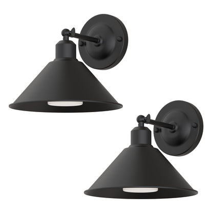 9 in. 2-Pack Black Wireless Wall Sconces, Dimmable LED Wall Lights with Remote Control for Bathroom