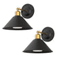 9 in.2-Pack Black and Gold Bell Wireless Wall Sconces, Dimmable LED Wall Lights with Remote Control for Bathroom Bedroom