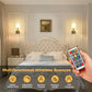 YANSUN 2-Pack Indoor Wall Sconces with Acrylic Cone Shade, 2W RGB CW Dimmable LED, Remote-Controlled, Extra Bulbs Included