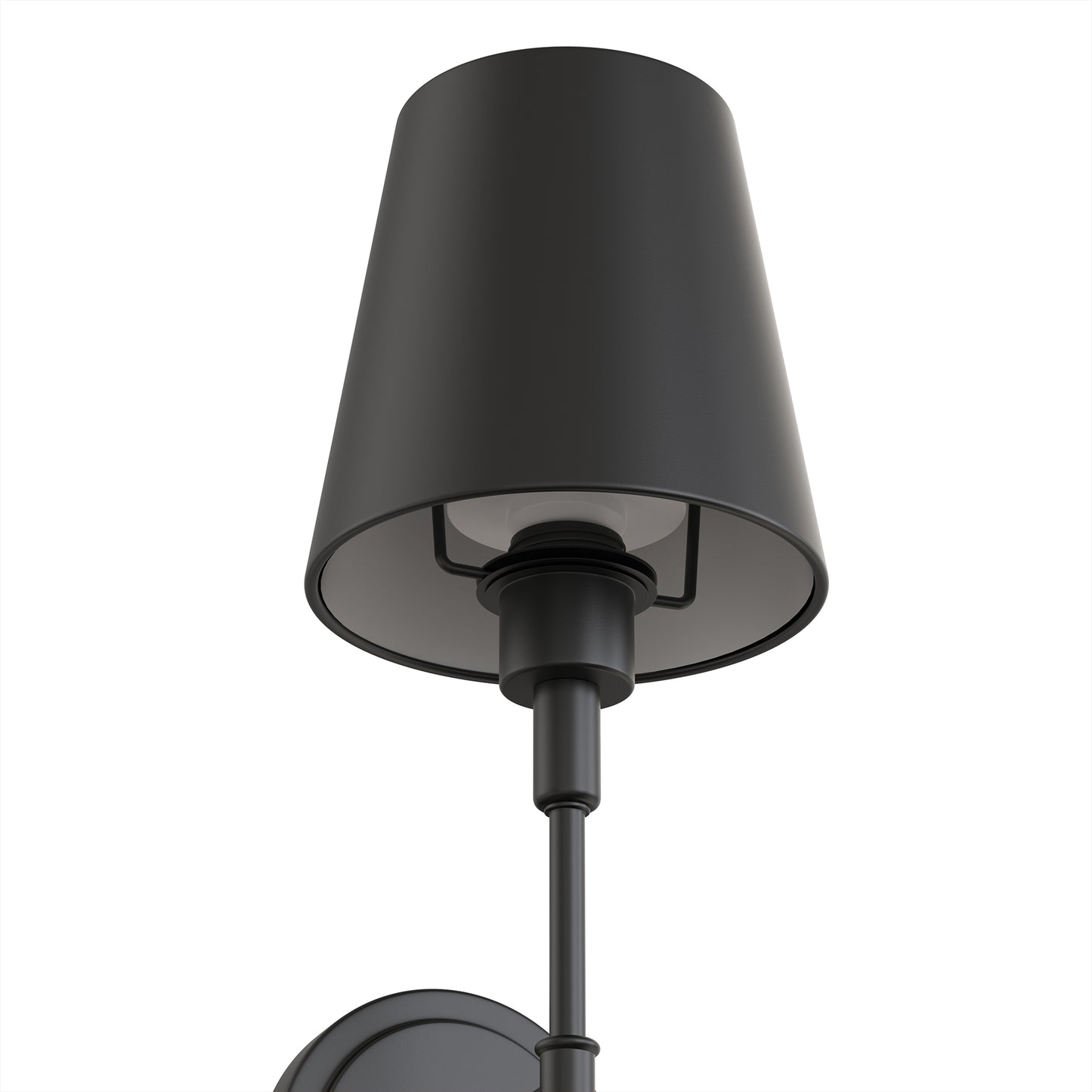 YANSUN 2-Pack Indoor Wall Sconces with Black Iron Cone Shade, 2W RGB CW Dimmable LED, Remote-Controlled, Extra Bulbs Included
