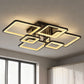 YANSUN 31.5-Inch Square Flush Mount Ceiling Light with Acrylic Panels, Integrated LED 3000K-6000K Adjustable, 90W, Matte Black