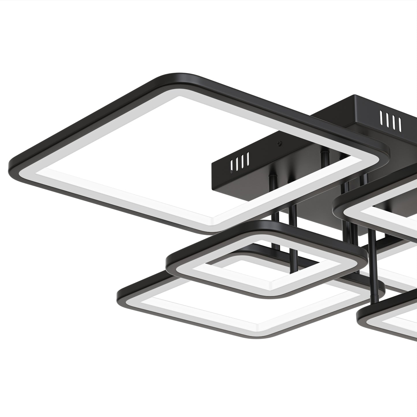 YANSUN 31.5-Inch Square Flush Mount Ceiling Light with Acrylic Panels, Integrated LED 3000K-6000K Adjustable, 90W, Matte Black