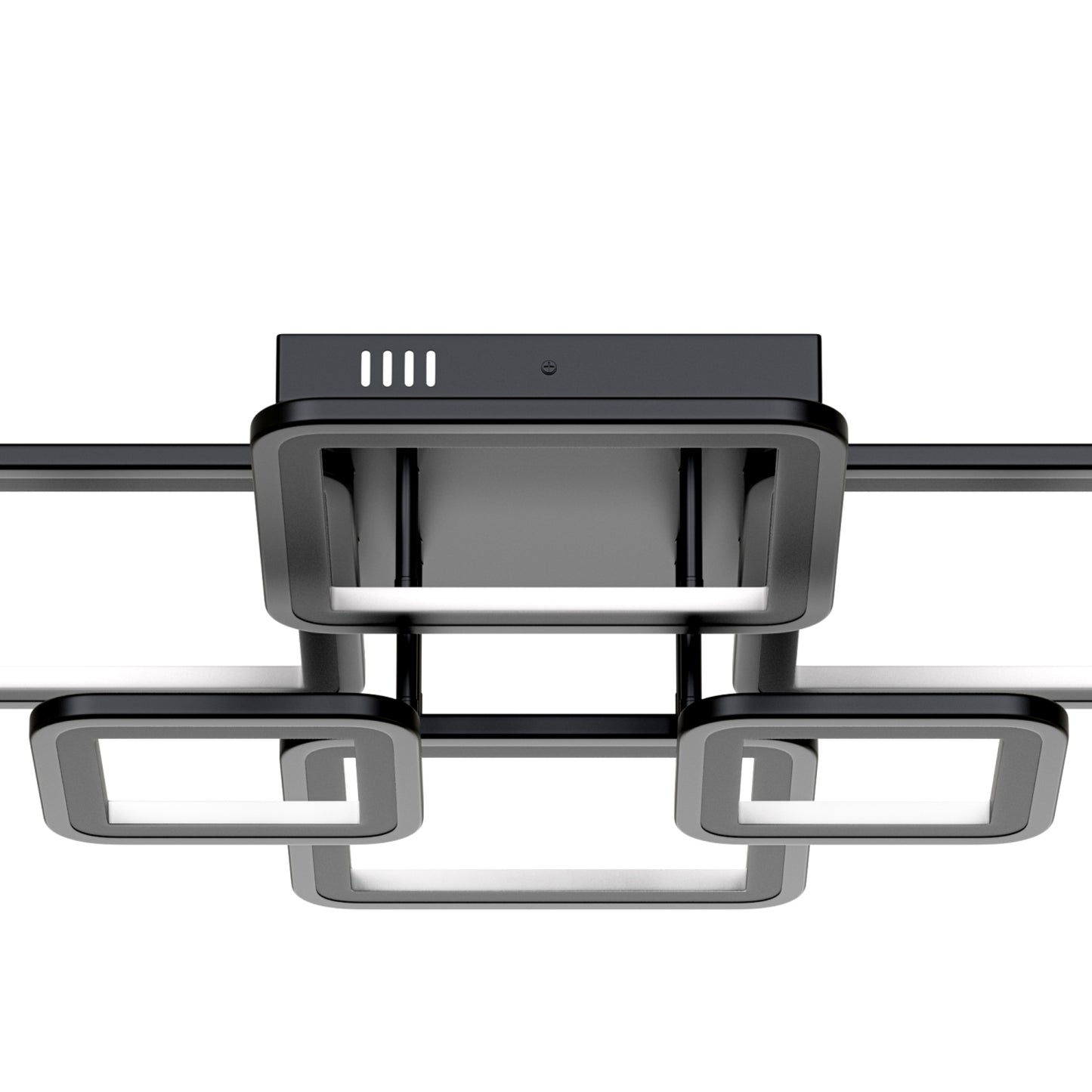 YANSUN 31.5-Inch Square Flush Mount Ceiling Light with Acrylic Panels, Integrated LED 3000K-6000K Adjustable, 90W, Matte Black