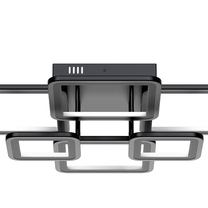 YANSUN 31.5-Inch Square Flush Mount Ceiling Light with Acrylic Panels, Integrated LED 3000K-6000K Adjustable, 90W, Matte Black