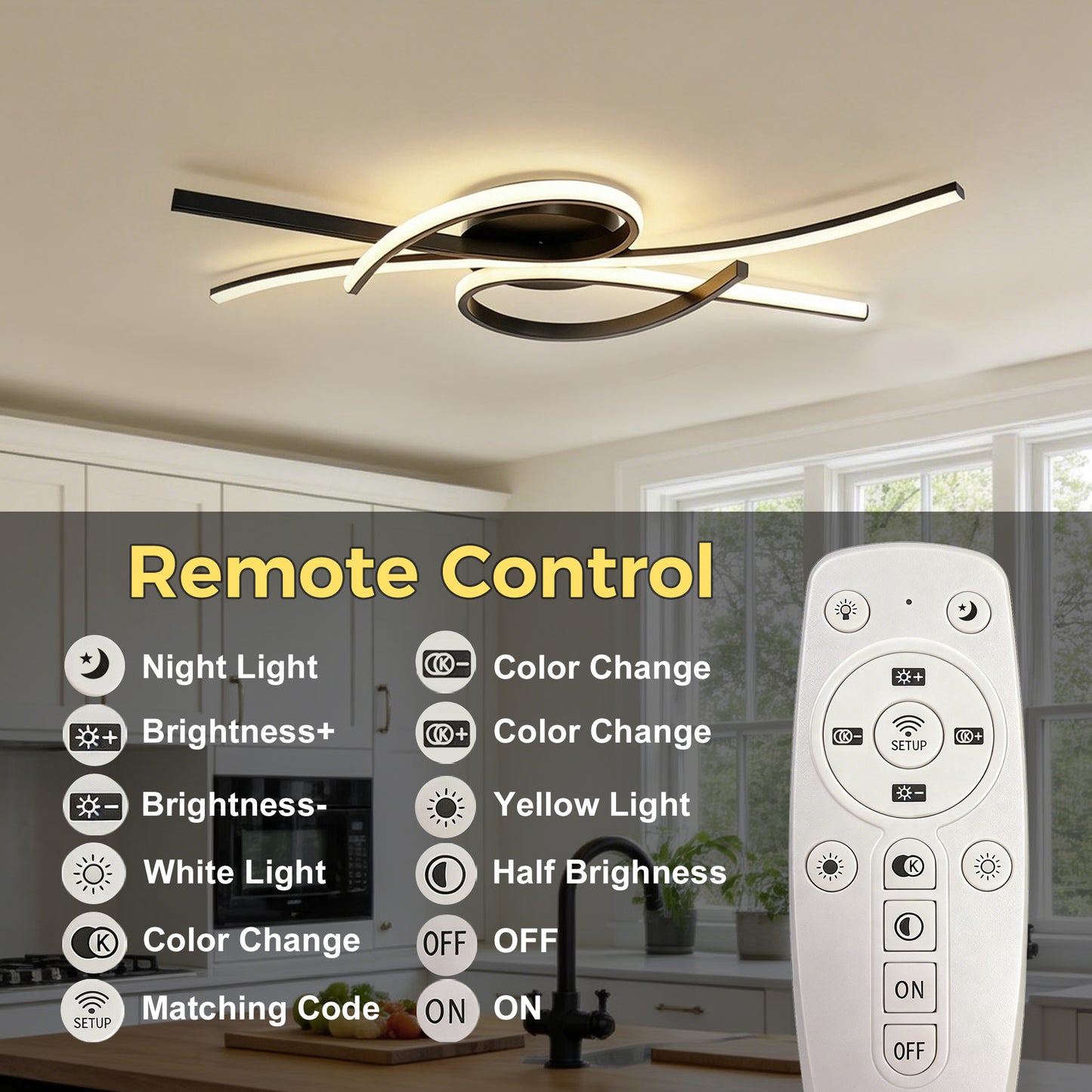 YANSUN 31.5 in. 3-Light Cluster Matte Black Integrated LED Butterfly Flush Mount Ceiling Light Dimmable 3000K-6000K for Bedroom
