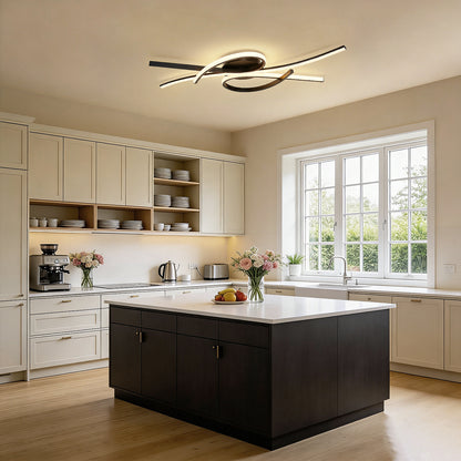 YANSUN 31.5 in. 3-Light Cluster Matte Black Integrated LED Butterfly Flush Mount Ceiling Light Dimmable 3000K-6000K for Bedroom