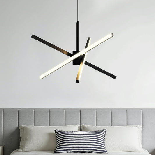 YANSUN 3-Light LED Sputnik Chandelier 23.6 in. Matte Black Modern Chandelier with Silicone Diffusers 3000K Dimmable
