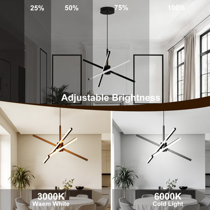 YANSUN 3-Light LED Sputnik Chandelier 23.6 in. Matte Black Modern Chandelier with Silicone Diffusers 3000K Dimmable