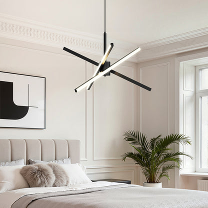 YANSUN 3-Light LED Sputnik Chandelier 23.6 in. Matte Black Modern Chandelier with Silicone Diffusers 3000K Dimmable