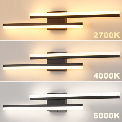 2-Light Modern Matte Black LED Wall Sconce with Frosted Acrylic Shade, Linear Sconce for Bedroom, Hallway, Living Room