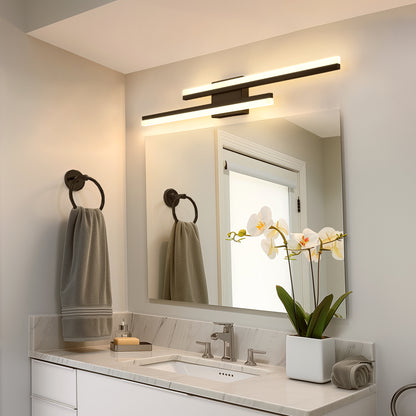 2-Light Modern Matte Black LED Wall Sconce with Frosted Acrylic Shade, Linear Sconce for Bedroom, Hallway, Living Room