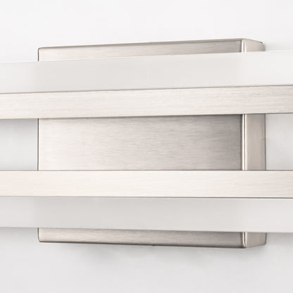 2-Light Minimalist Nickel LED Wall Sconce with Frosted Acrylic Shade, Modern Wall Light for Bedroom, Living Room