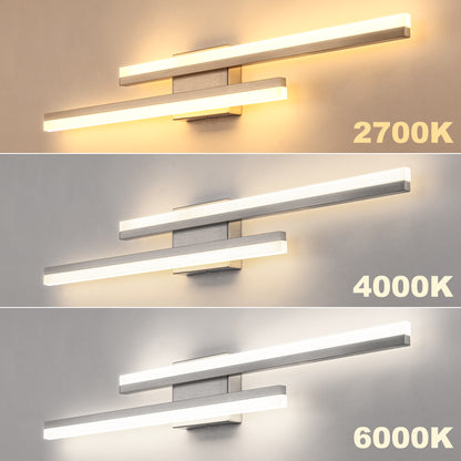 2-Light Minimalist Nickel LED Wall Sconce with Frosted Acrylic Shade, Modern Wall Light for Bedroom, Living Room